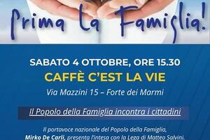 Il Movimento Politico Popolo della Famiglia organizza conferenza conferenza stampa a Forte dei Marmi, sabato 4 ottobre