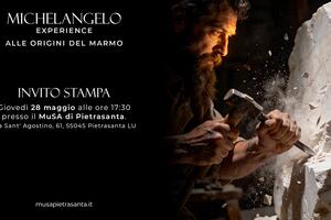 Presentazione mostra immersiva "Michelangelo Experience" al MuSA di Pietrasanta, 28 maggio