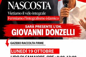 “Nessuna resti nascosta”: la campagna contro l'integralismo islamico  arriva a Lido di Camaiore con l’onorevole Giovanni Donzelli