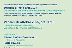 Presentazione della Stagione di Prosa 2025/2026 del Teatro “Cesare Galeotti” di Pietrasanta, venerdì 10 ottobre
