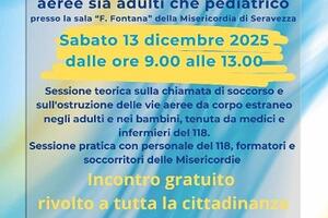 Corso sulla disostruzione delle vie aeree con personale del 118 alla Misericordia di Seravezza