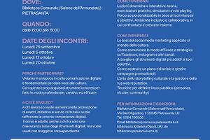 Bibliocare - Promozione culturale 2.0: a Pietrasanta il corso gratuito per usare i media digitale per valorizzare la cultura