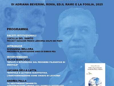 &quot;Oltre : Montale tra filosofia, fisica e spiritualità&quot;. Il libro di Adriana Beverini sarà presentato a Villa Bertelli, mercoledì 3 dicembre