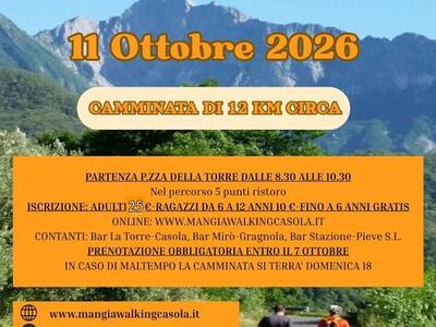 Mangiawalking d’autunno. Casola in Lunigiana 11 ottobre. Camminare a ritmo lento tra natura, storia e sapori tipici