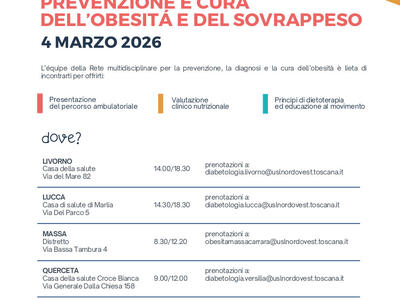 Obesità e sovrappeso: a Massa, Lucca e in Versilia ancora posti disponibili per l’open day