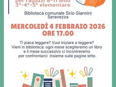 Seravezza: Club del libro per giovanissimi. Nuovo appuntamento mercoledì 4 febbraio alle ore 17