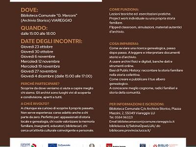 Bibliocare: a Viareggio un corso gratuito per conoscere la storia della propria famiglia