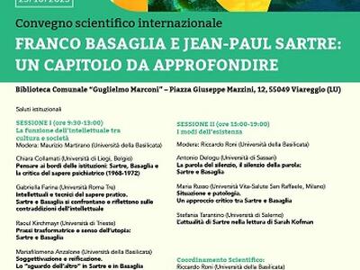 Biblioteca Marconi di Viareggio: convegno scientifico internazionale “Franco Basaglia e J-Paul Sartre: un capitolo da approfondire”, sabato 25 ottobre
