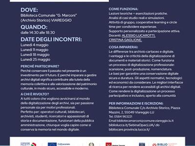 Bibliocare: Dalla carta al digitale: a Viareggio il corso gratuito per custodire la memoria del futuro