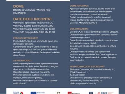 Bibliocare: a Camaiore corso gratuito sulla comunicazione alternativa aumentativa, dal 17 aprile