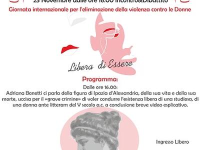 A Villa Argentina incontro-dibattito “Libera di Essere”, martedì 25 novembre