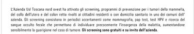 Open Day per la prevenzione: l’Azienda USL Toscana nord ovest promuove gli screening oncologici
