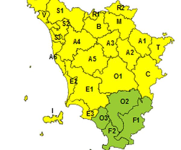 Aggiornamento Maltempo: Codice Giallo di allerta esteso su gran parte della Toscana per tutto lunedì 17 novembre