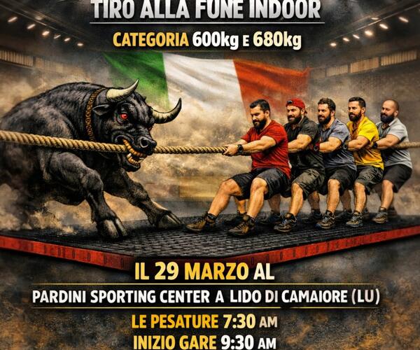 Tiro alla fune indoor, domenica 29 marzo a Lido di Camaiore in scena la Coppa Italia categorie 600 e 680 kg