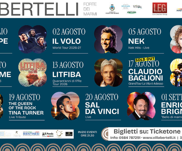 La Fondazione Villa Bertelli ha presentato gli eventi per l'estate 2026. Musica, politica, arte e letteratura, il programma dei nuovi appuntamenti. Un calendario importante, diversificato e attento alle esigenze di tutti
