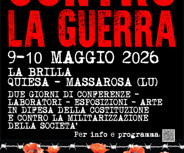 "Contro la Guerra", Brilla di Massarosa 9-10 maggio