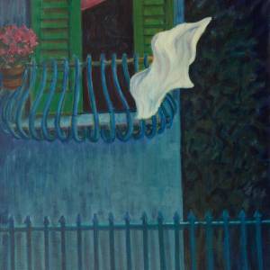 Giuseppe Migneco, L'ultimo saluto, 1979, olio su tela, 63 x 52 cm