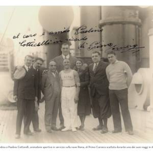 foto con dedica di Primo Carnera